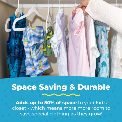 Kid's Velvet Felt Non Slip Clothing Hangers - 50 Pack