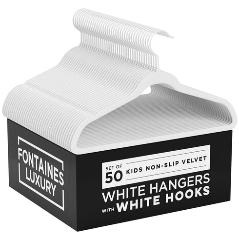 Kid's Velvet Felt Non Slip Clothing Hangers - 50 Pack