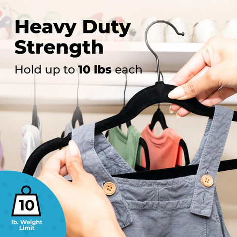 Kid's Velvet Felt Non Slip Clothing Hangers - 50 Pack