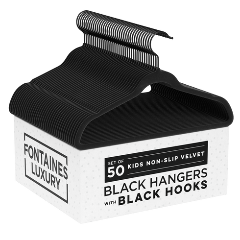 Kid's Velvet Felt Non Slip Clothing Hangers - 50 Pack