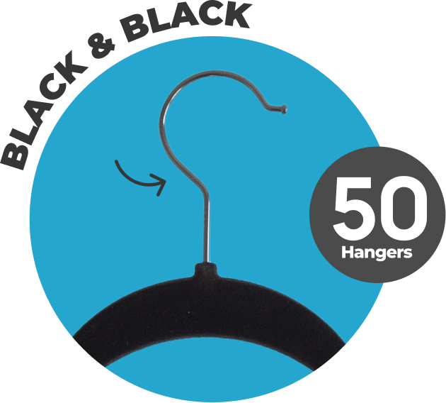 Fontaines Luxury Black Velvet Felt Non Slip Clothes Hangers 50 Pack - Ultra  Slim & Space Saving - Heavy Duty Swivel Black Hook for Clothing, Suit